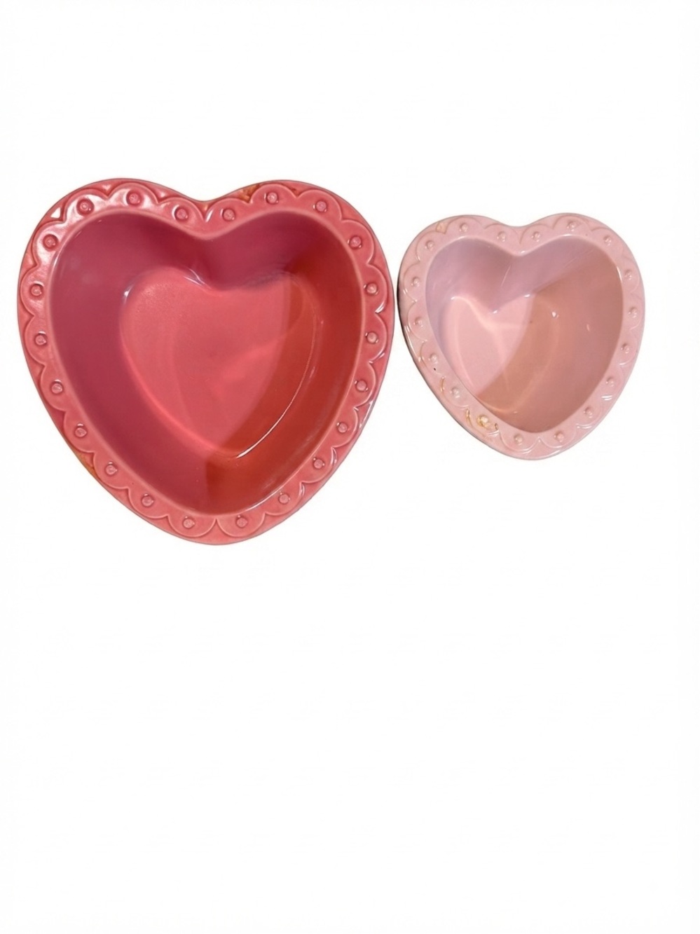 Heart-Shaped Ceramic Serving Bowls - Pink Set